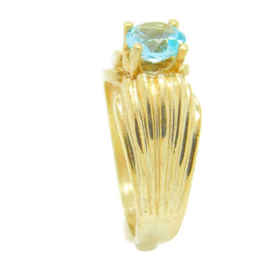 14k Yellow Gold Ladies Ring with March Stone - Picture 4 of 5